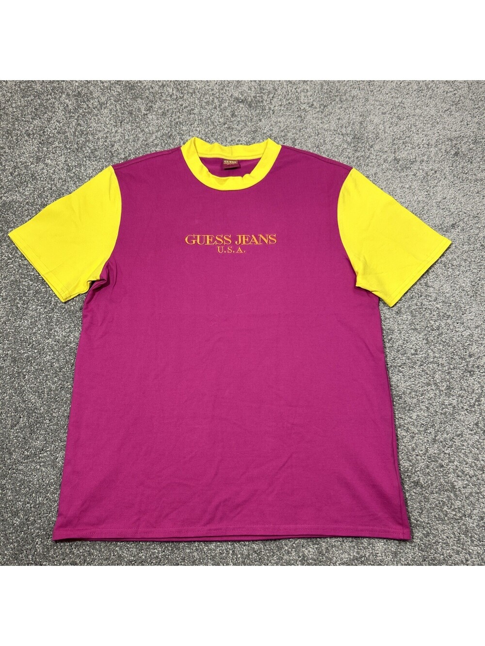 GUESS USA Sean Wotherspoon Farmers Market Colorblock T-Shirt (M) Yellow Magenta